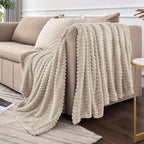 BEDELITE 3D Ribbed Linen Color Fleece Throw Blanket - Image 7