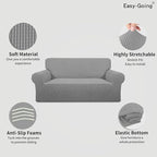 Easy-Going Stretch Oversized Loveseat Couch Covers Washable Light Gray | - Image 3