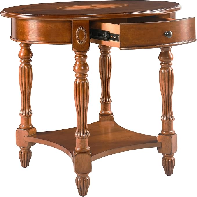 PADMA HOUSE Traditional Wood Oval End Table - Image 7