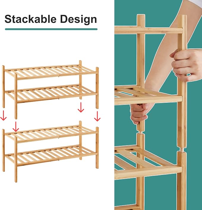 viewcare 4-Tier Bamboo Shoe Rack - Image 5