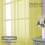 Simplebrand Lemon Sheer Curtains 72 Inches Long 2 Panels - Image 3