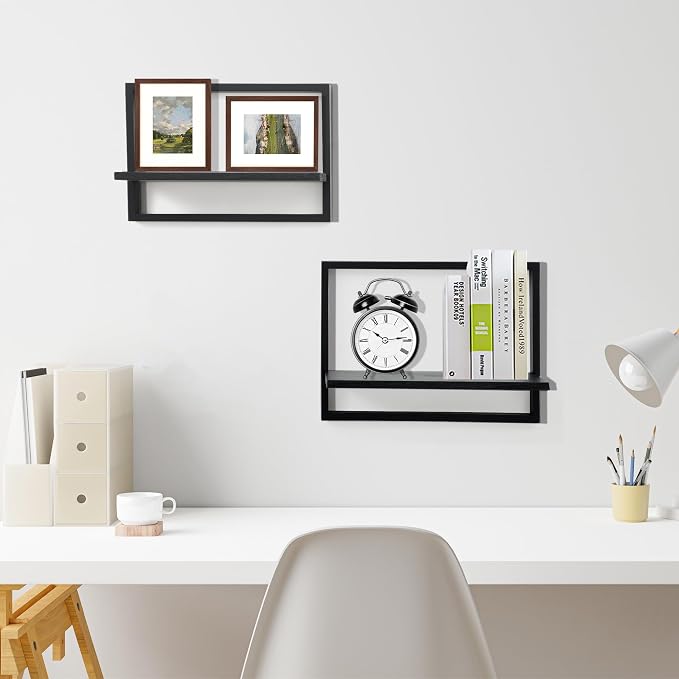PHOENANCEE Square Floating Shelves, Framed Wall Shelf Decorative Set of 4 - Image 4