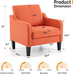 VINGLI Accent Chairs Set of 2 Living Room Chairs Burnt Orange Reading Chair - Image 2