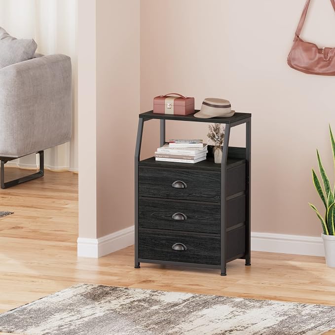Furnulem Black Night Stand, Small Dresser - Image 5