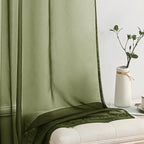 MIULEE Olive Green Sheer Curtains 54 X 90 Inches, 2 Panels | Solid Color - Image 4