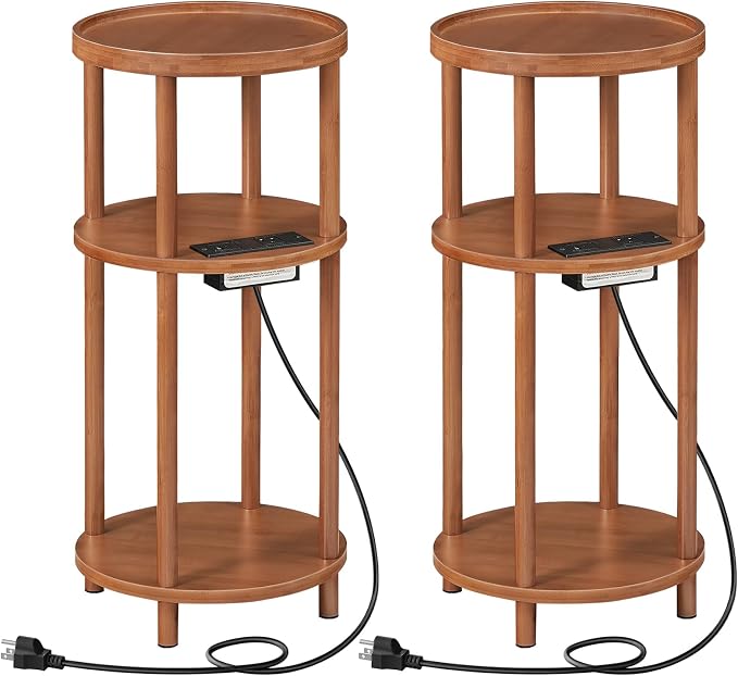 HOOBRO Set of 2 Small Round Side Tables by HOOBRO