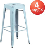 Flash Furniture Kai Commercial Grade 4 Pack 30" High Backless Distressed - Image 4