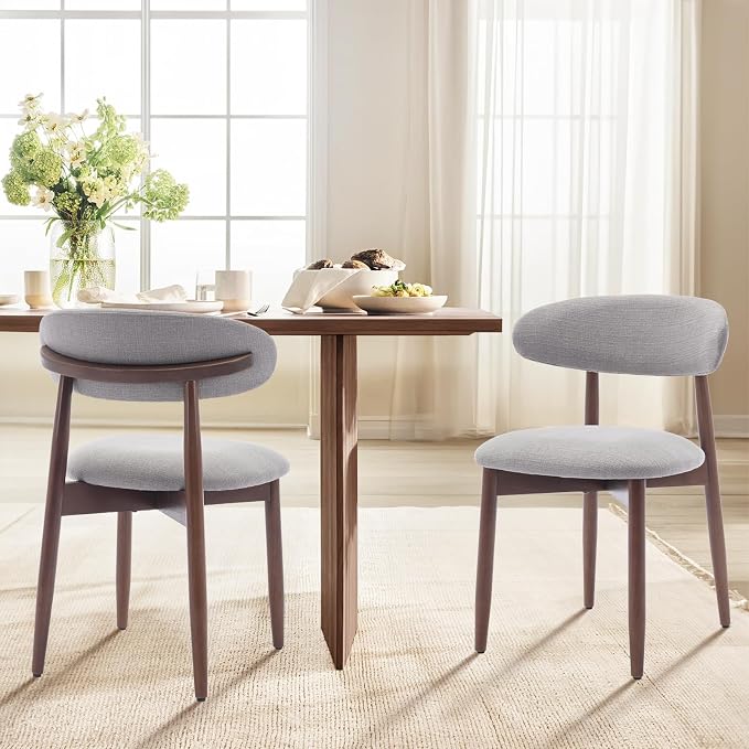COLAMY Wooden Dining Chairs Set of 6, Modern Fabric Upholstered Dining Room - Image 7