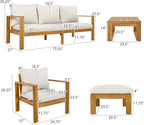 Christopher Knight Home Kayahs 5 Pieces Acacia Wood Furniture Set, Patio - Image 3