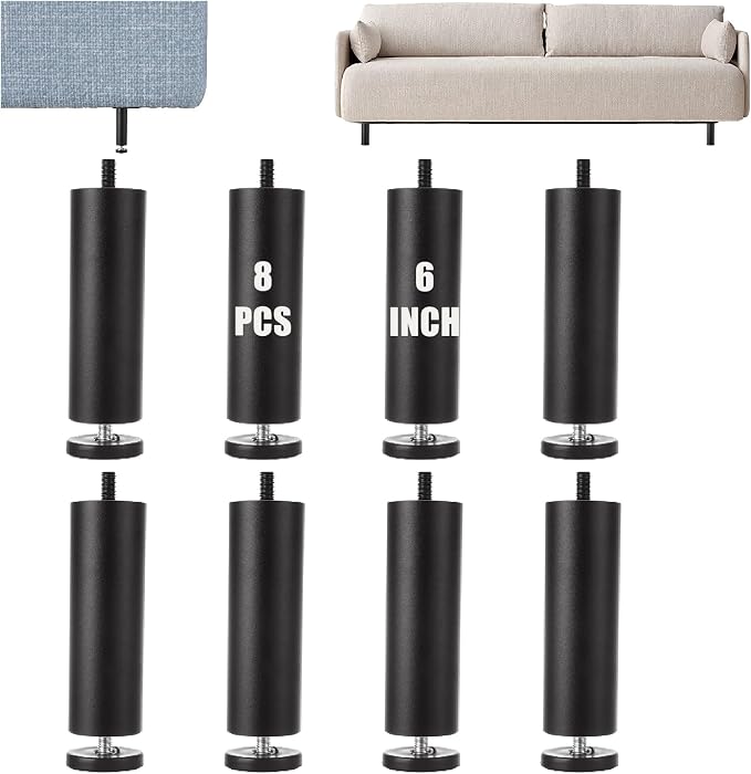 8 PCS 5.6 Inch Adjustable Furniture Legs Black Adjustable Bed Support Legs by LOPYXBR