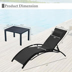 EROMMY Outdoor Chaise Lounge Set of 3, Reclining Patio Chairs - Image 2