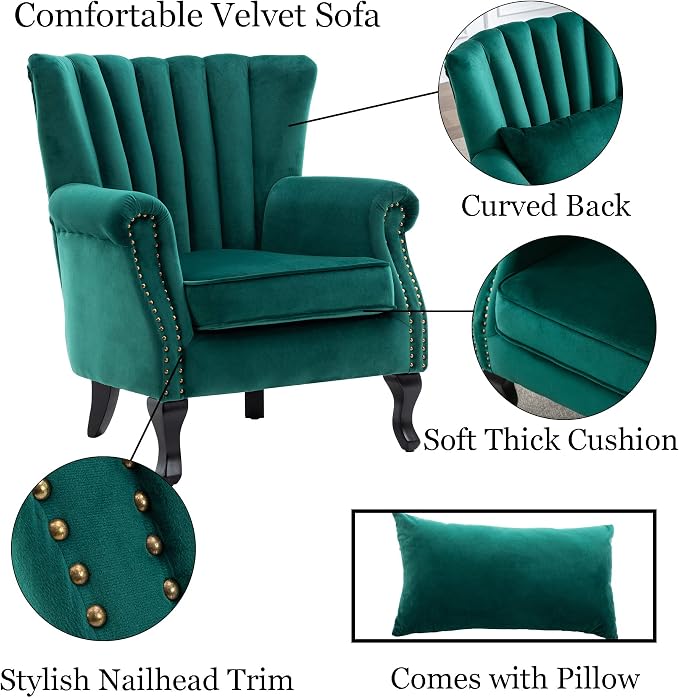 Velvet Accent Chairs Set of 2 - Image 6