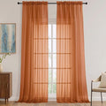 Orange Sheer Curtains 120 Inches Long 2 Panels Set, 59 Inch Extra Wide Soft by OVZME