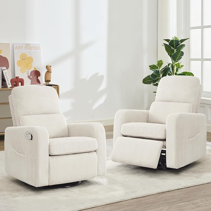 Swivel Rocker Recliner, Oversized Manual Nursery Glider Rocking Recliner Chair - Image 9