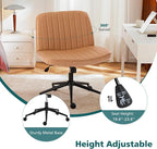 OLIXIS Criss Cross Chair with Wheels Wide Cross Legged Office Desk Vanity Chair - Image 4