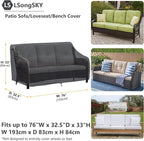 Patio 3-Seater Sofa Cover, Outdoor Couch Cover Fits up to 76W x 32.5D x 33H - Image 3