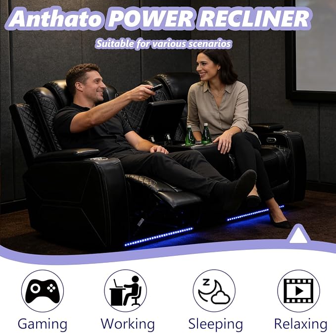 Leather Power Recliner Loveseat - Image 3