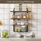 3 Tier Floating Shelf with Storage Baskets, Wall Mounted Bathroom Shelves Over - Image 6
