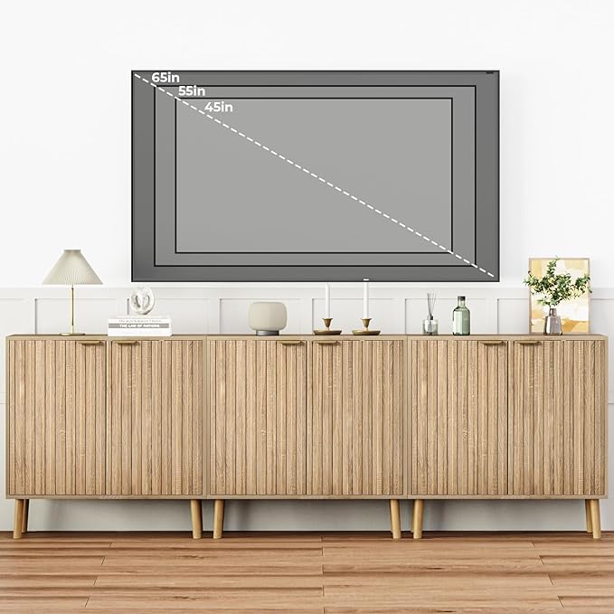 Vrullu Fluted Storage Cabinet, Free Standing Buffet, Wood Sideboard, Dining Room - Image 4