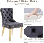 KCC Velvet Dining Chairs Set of 2, Upholstered High-end Tufted Dining Chair - Image 3