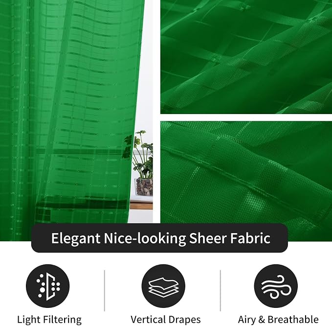 SpaceDresser Check Sheer Curtains 96 Inches Long - Image 4