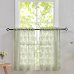 YJ YANJUN Vintage Lace Curtains 24 Inch Length- Boho Short Cafe Curtains by YJYANJUN