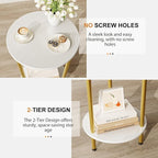 Small Round Side Table, 2-Tier Modern Accent/Bedside Table - Image 5