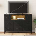 DUMOS TV Stand Dresser with 8 Fabric Drawers and Open Shelves, LED - Image 8