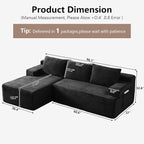 96" Cloud Sectional Couch with L-Shape Chaise, Modular Comfy Sofa Chaise Longue - Image 2