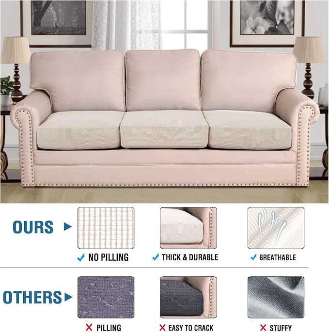 H.VERSAILTEX Super Stretch Individual Seat Cushion Cover Sofa Covers Couch - Image 2