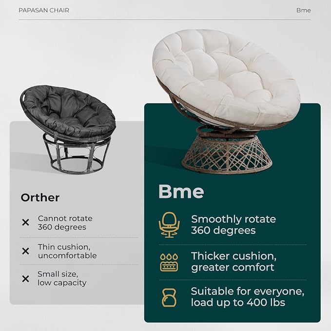 Bme 40" Ergonomic Wicker Papasan Chair - Image 4