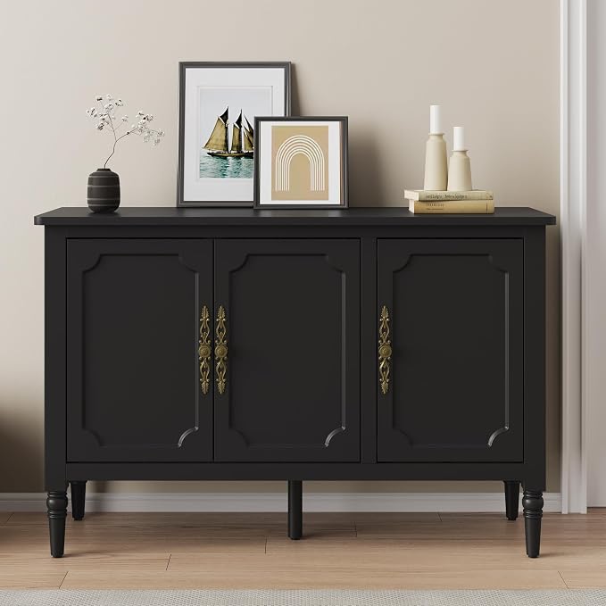 FansaFurn 3-Door Cabinet with Adjustable Shelves, Accent Sideboard with Turned - Image 5