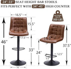 FIRAVOE Counter Height Bar Stools, Swivel Bar Stools Set of 2 - Image 2