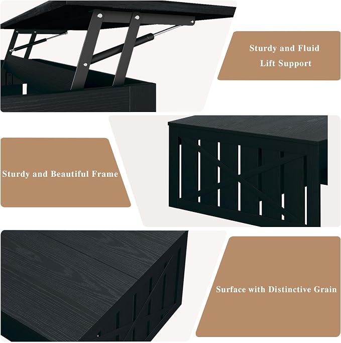 HUAHUU Coffee Table, 31.5 Lift Top Coffee Tables - Image 5