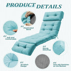 Outdoor Chaise Lounge Cushion, Waterproof 74.4x22x4.7 Inch Thick Cotton Filled - Image 5