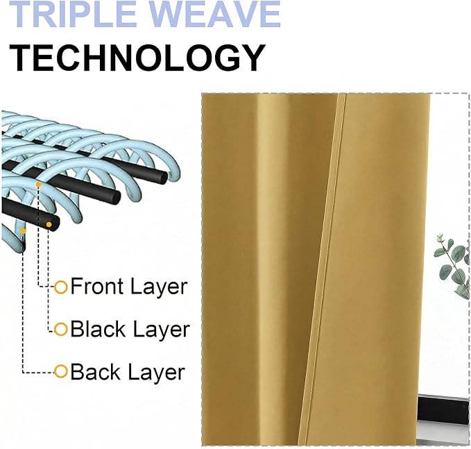 Simplebrand Bright Gold Blackout Curtains - Image 5