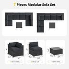 Aoxun Patio Furniture Set with Umbrella, 8 Piece Outdoor Sectional Sofas - Image 7