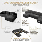 Upgrade Boneless Couch with Storage, Extra Deep&High Seat Modular Sectional - Image 6