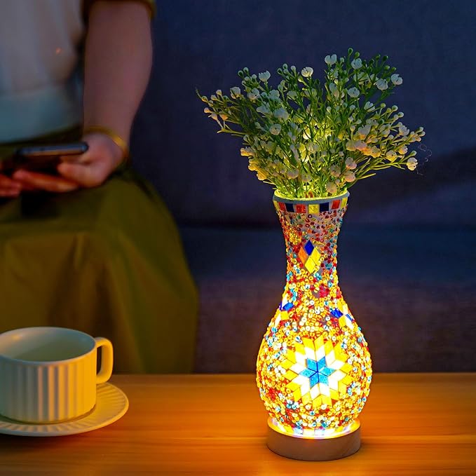 Mosaic Vase Lamp, Turkish Moroccan Table Lamp，Colorful Handmade Glass Vase - Image 5