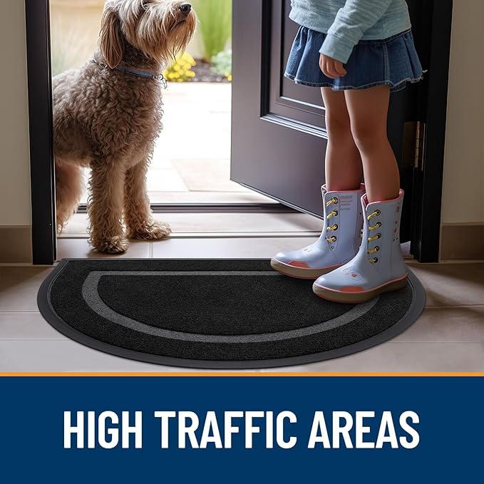 OLANLY Half Circle Front Door Mat Outside 47x23 All-Season Rubber Doormat | - Image 7