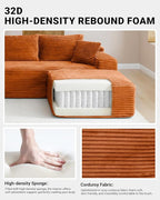 108" Cloud Sectional Couch, Modern Modular Sectional Sofa - Image 3