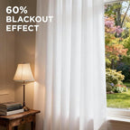 Joydeco 96 Inch 60% Blackout Curtains 2 Panels, Semi Sheer Blackout Curtains - Image 5