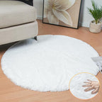 ORINOVA White Faux Rabbit Washable Fur Area Rugs Circle Rugs - Image 2