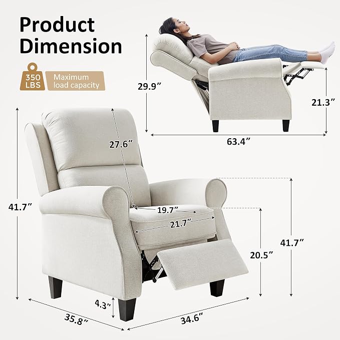 Recliner Chair for Living Room, Modern Reclining Sofa Home Theater Seating - Image 2
