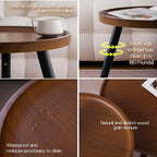 2-Piece Walnut Coffee Table, Durable Mid Century Small Round Coffee Tables - Image 4