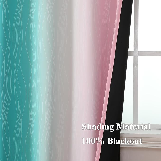 Pink and Teal Ombre Blackout Curtains - Image 5