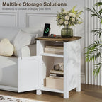 Farmhouse Nightstand with Charging Station, End Table with USB/Type-C Ports and - Image 6