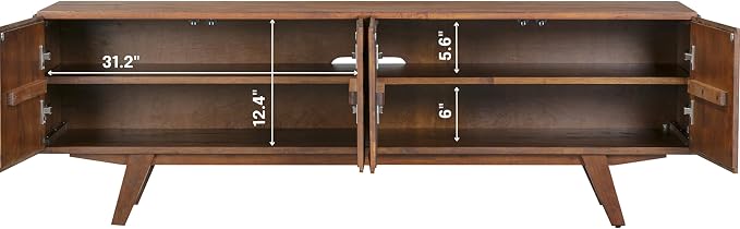 NTC Sapa Mid-Century Modern Solid Wood TV Stand 4-Door Media Console - Image 6