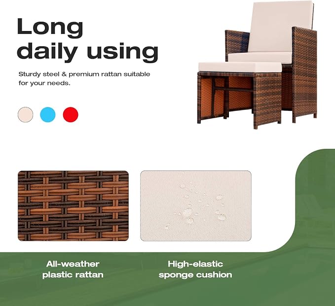 Devoko 4 Pieces Patio Wicker Furniture Set Outdoor Patio Chairs - Image 5