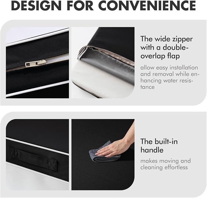 MIULEE Black Outdoor Seat Cushion 22x24 Inch Waterproof & 3 Year Fade Resistant - Image 7